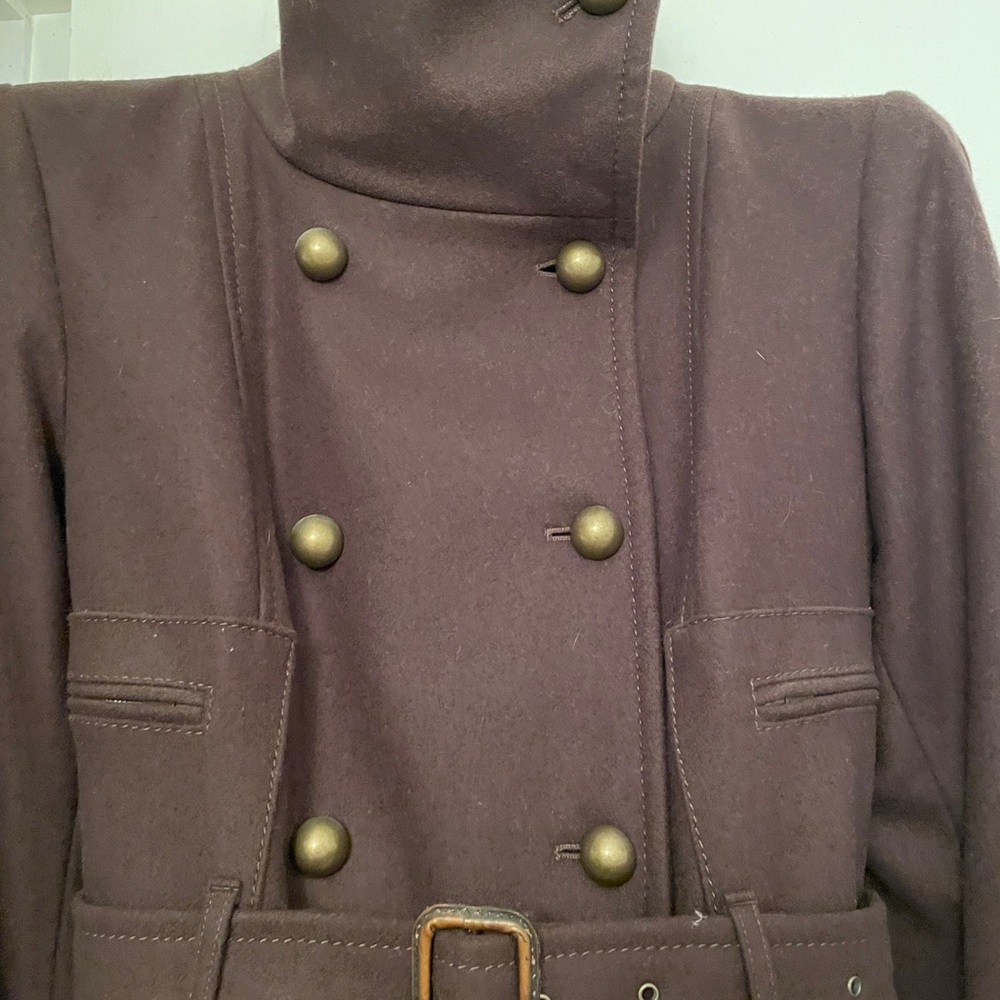 BCBGMaxAzria Brown Wool Women's Long Coat - Picture 2 of 12